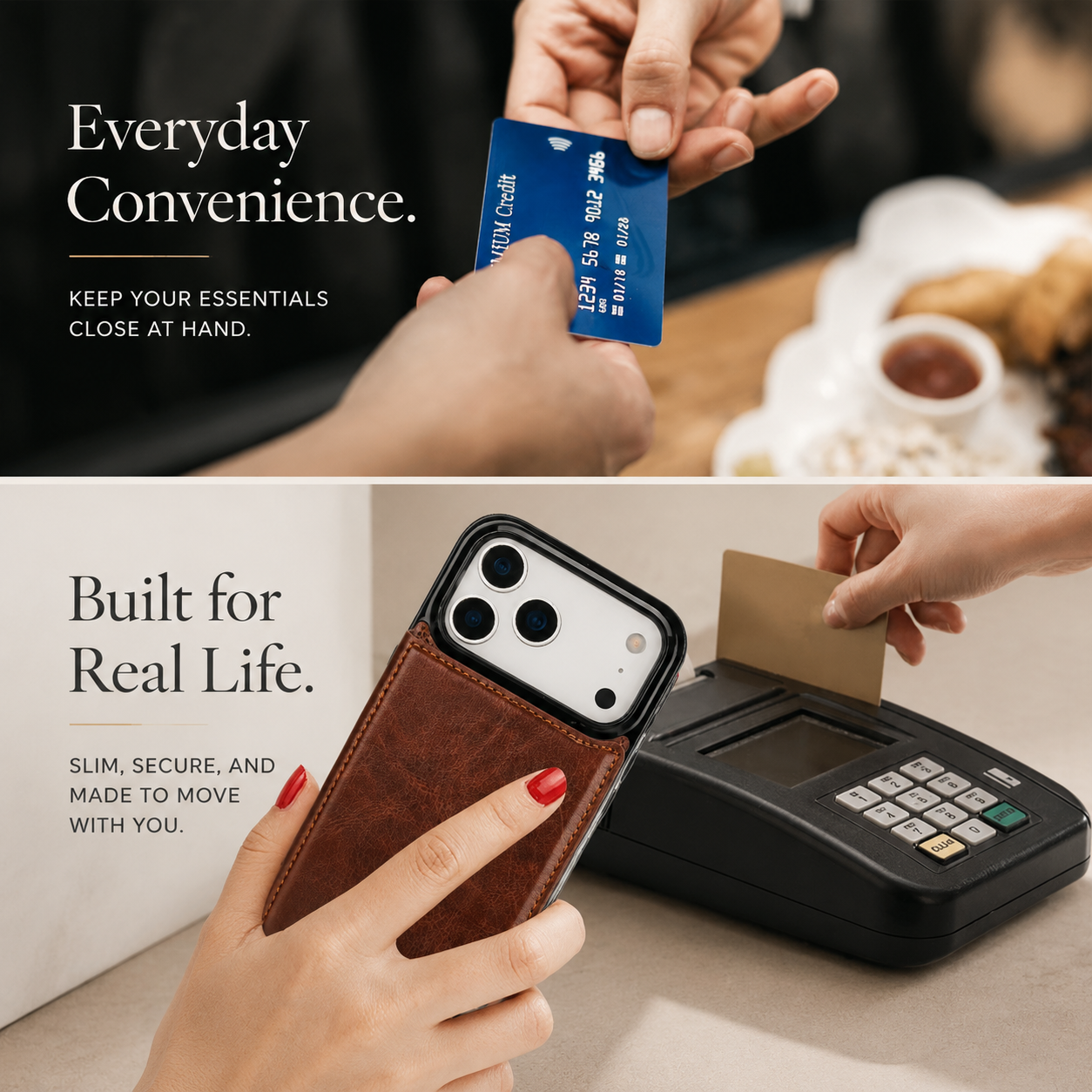 Premium Luxury iPhone Case Wallet Cover Card Holder Faux Leather Kickstand Double Magnetic Clasp Shockproof Soft Protective Durable Plain Design
