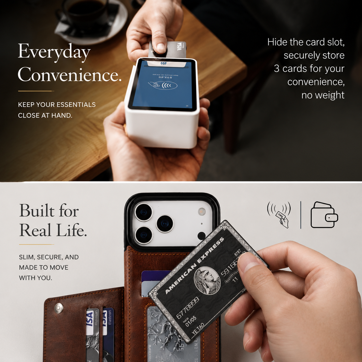Premium Luxury iPhone Case Wallet Cover Card Holder Faux Leather Kickstand Double Magnetic Clasp Shockproof Soft Protective Durable Plain Design