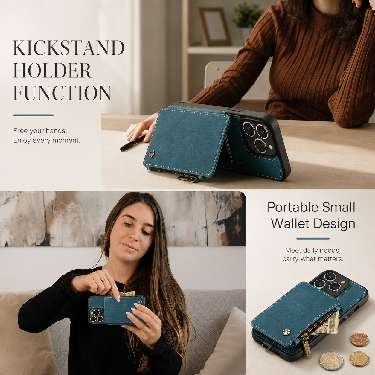 Premium Luxury iPhone Case Wallet MagSafe Compatible Leather Card Holder Stand Shockproof Camera Lens Protection Slim Protective Design Finish
