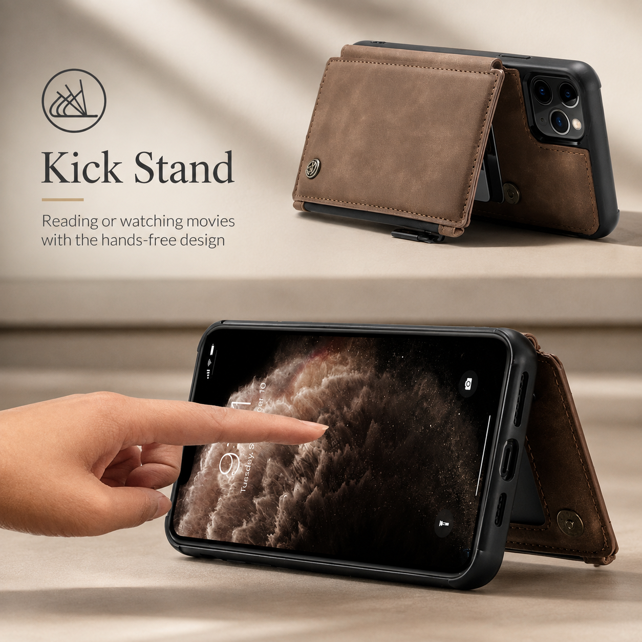 Premium Luxury iPhone Case Wallet MagSafe Compatible Leather Card Holder Stand Shockproof Camera Lens Protection Slim Protective Design Finish