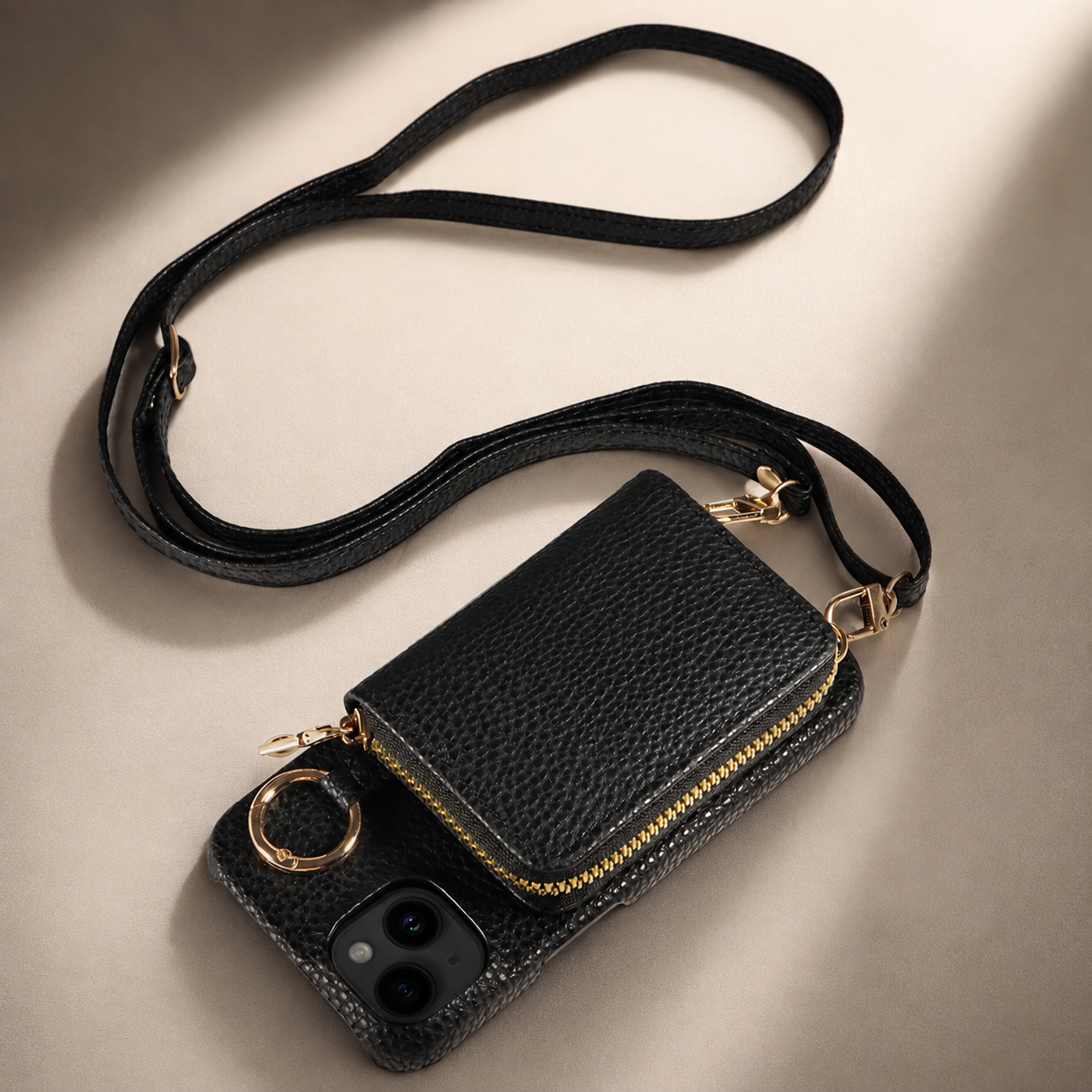 Premium Luxury iPhone Case Zipper Wallet Crossbody Cover PU Leather Card Holder Lanyard Strap Magnetic Closure Shockproof Full Protection Slim Design Finish