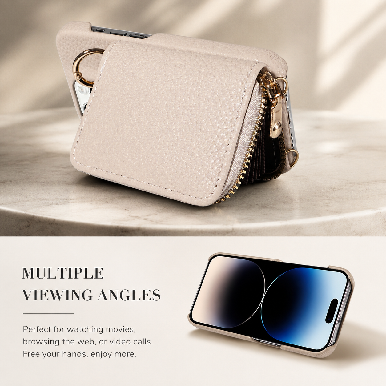 Premium Luxury iPhone Case Zipper Wallet Crossbody Cover PU Leather Card Holder Lanyard Strap Magnetic Closure Shockproof Full Protection Slim Design Finish
