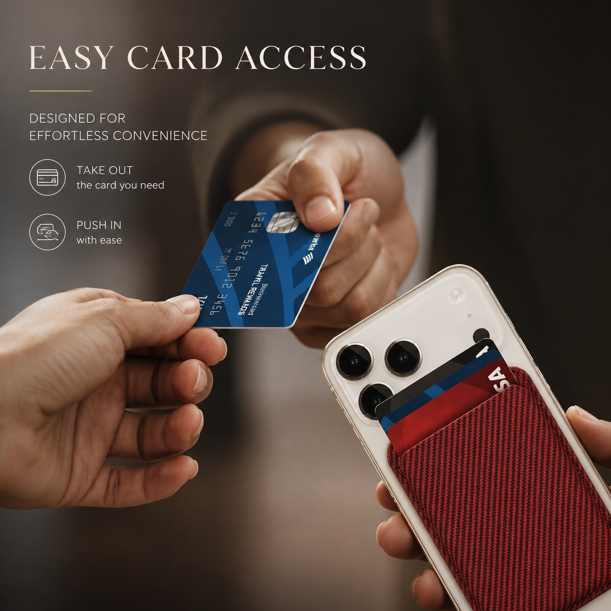Premium MagSafe Card Holder Wallet Carbon Fiber Magnetic Slim Card Case Credit Card Holder Strong Magnetic Storage Compatible with iPhone