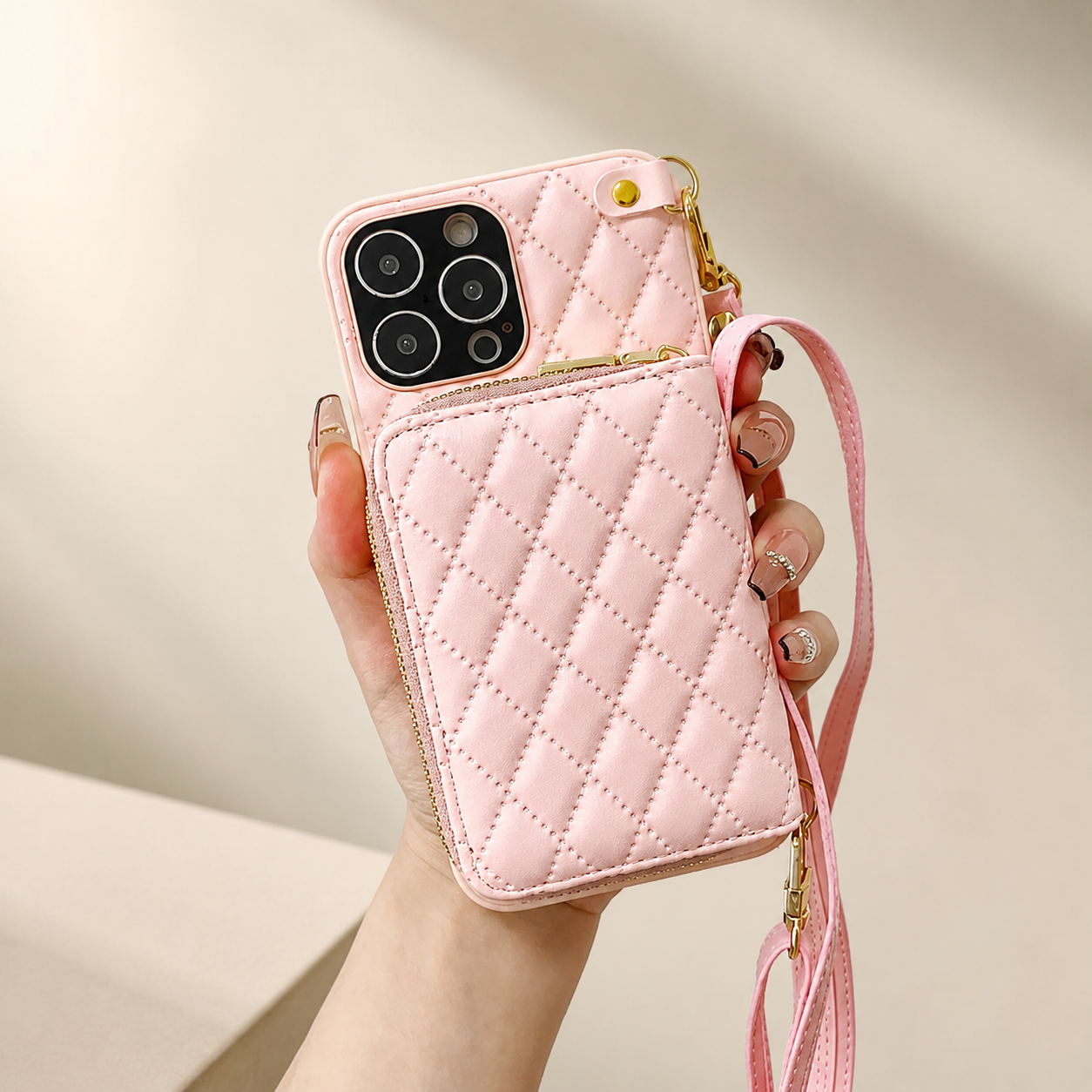 Premium MagSafe iPhone Case Wallet Crossbody PU Leather Zipper Pouch Card Holder Strap Magnetic Closure Shockproof Protective Cover