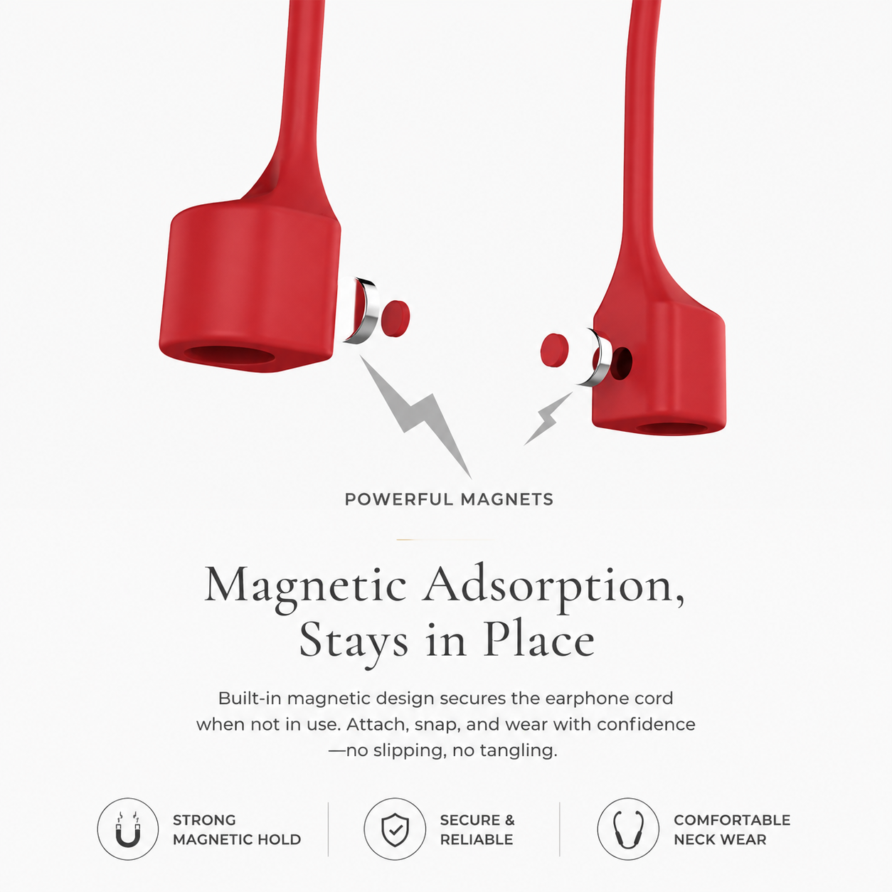 Premium Magnetic Anti-Lost AirPods Strap Silicone Neckband Cord Wireless Earbuds Holder Secure Magnetic Lanyard Lightweight Compatible with AirPods