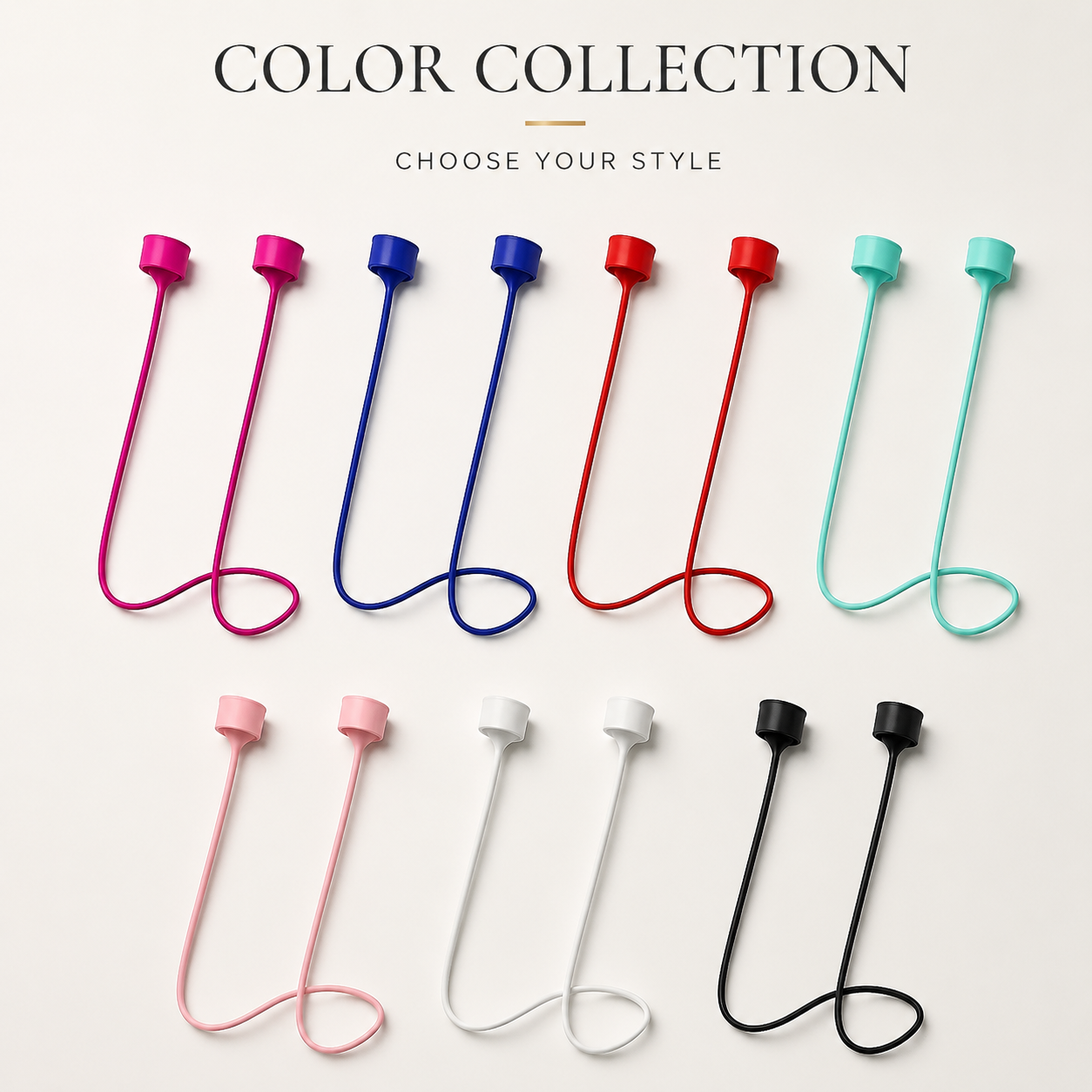 Premium Magnetic Anti-Lost AirPods Strap Silicone Neckband Cord Wireless Earbuds Holder Secure Magnetic Lanyard Lightweight Compatible with AirPods