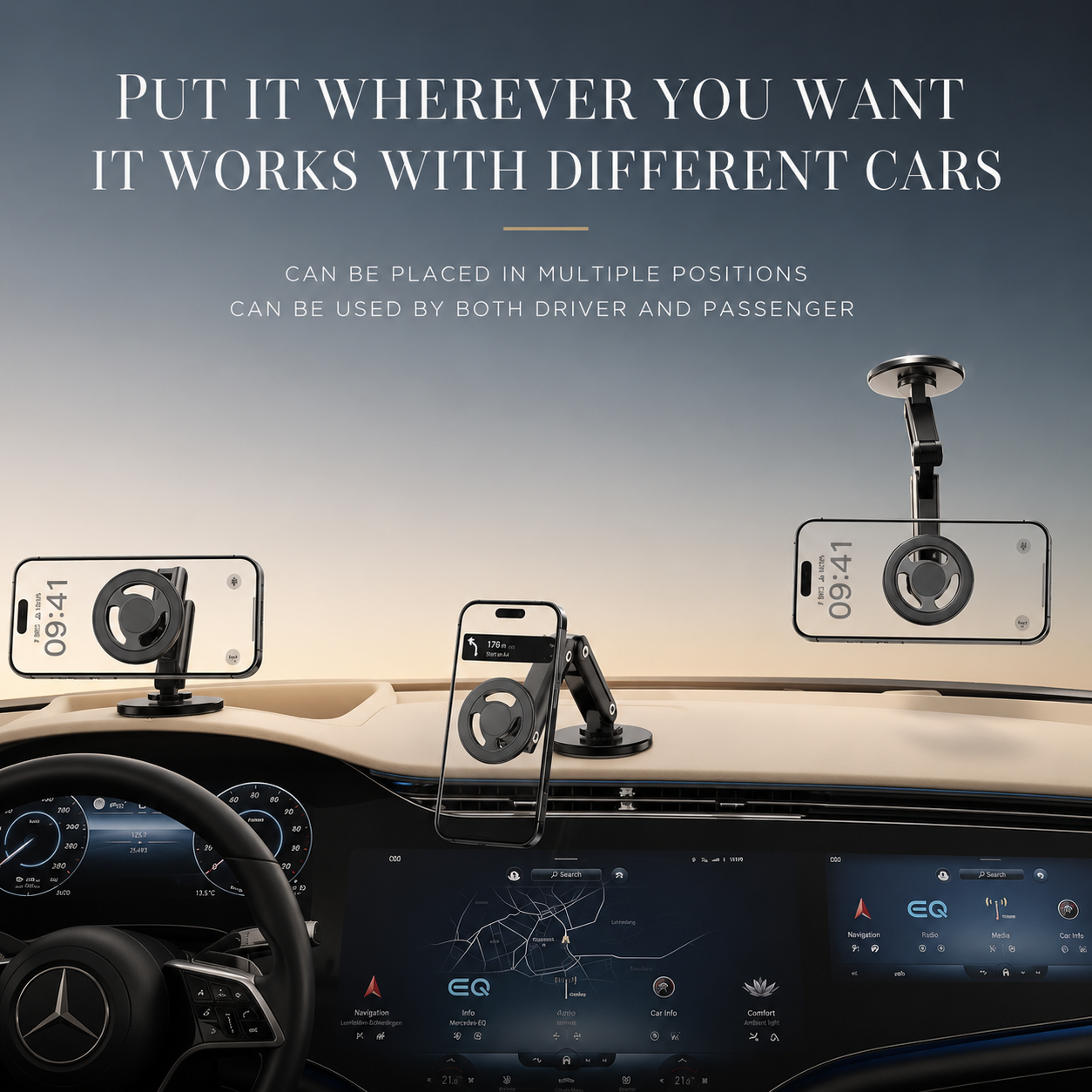 Premium Magnetic Car Wireless Charger Mount 15W Fast Charging Foldable Metal Phone Holder 360° Rotation Air Vent Stand Compatible with iPhone