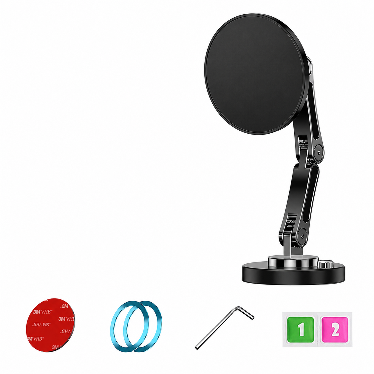 Premium Magnetic Car Wireless Charger Mount 15W Fast Charging Foldable Metal Phone Holder 360° Rotation Air Vent Stand Compatible with iPhone