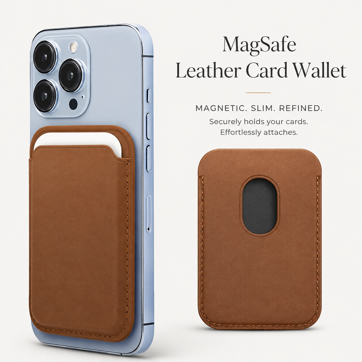Premium Magnetic Leather Wallet for MagSafe Slim RFID Blocking Card Holder Strong Magnetic Wallet Anti-Scratch Leather Card Case Compatible with iPhone