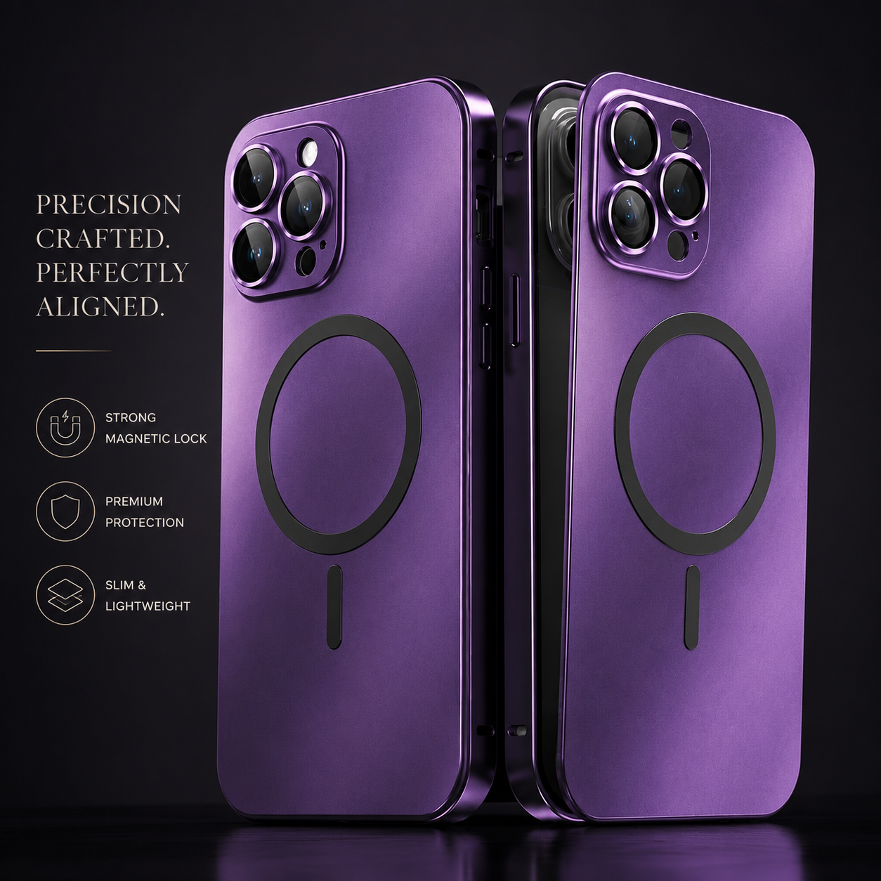 Premium Magnetic Metal iPhone Case Aluminum Frame Shockproof Slim Protective Cover Lens Film Protection Transparent Back Luxury Design