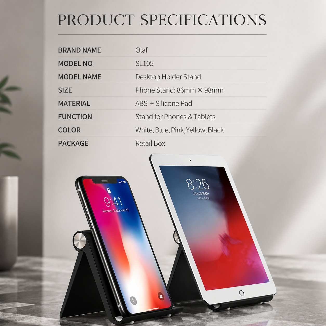 Premium Magnetic Phone Holder Stand Adjustable Foldable Desk Phone Stand Anti-Slip Mobile Phone Holder Ergonomic Viewing Stand Compatible with iPhone