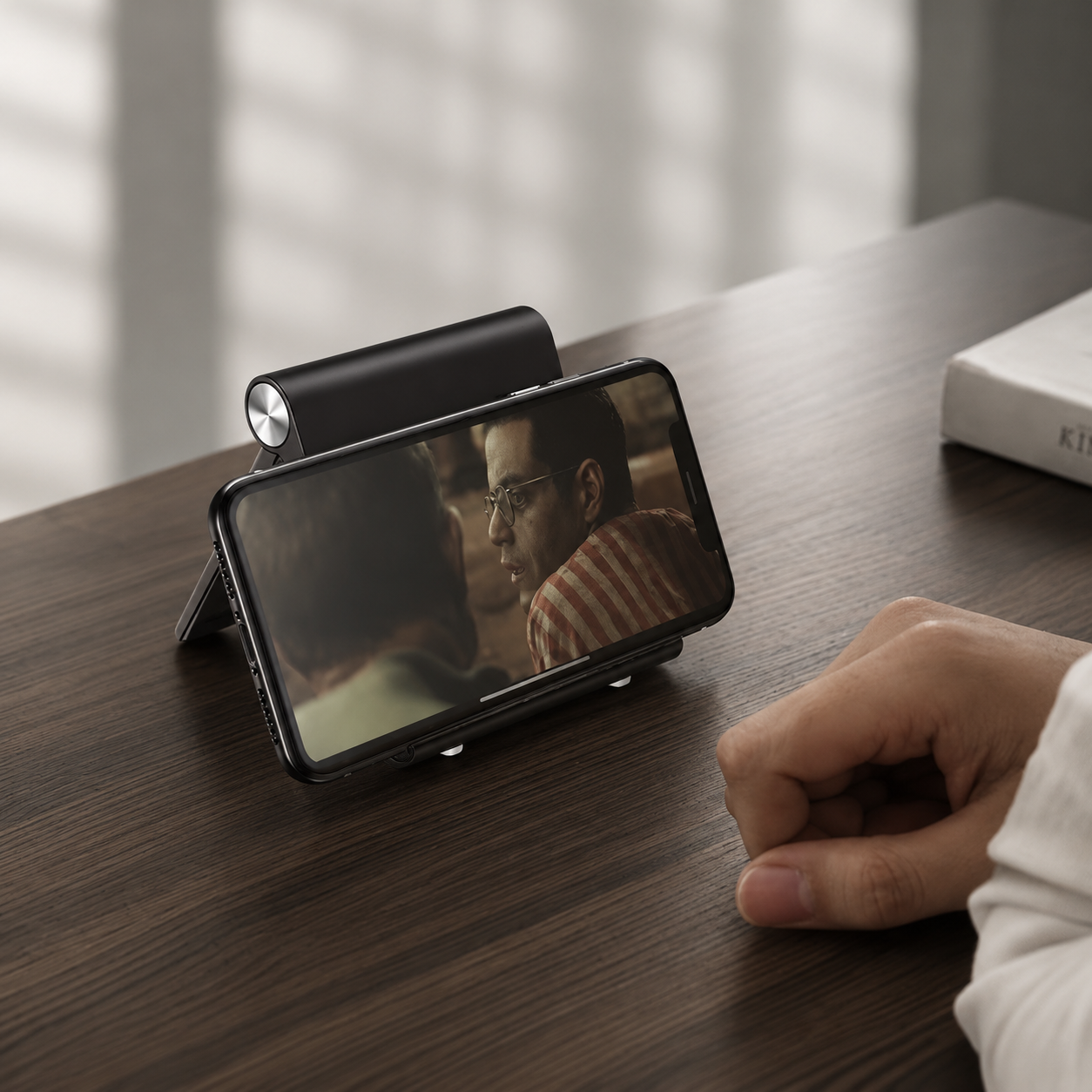 Premium Magnetic Phone Holder Stand Adjustable Foldable Desk Phone Stand Anti-Slip Mobile Phone Holder Ergonomic Viewing Stand Compatible with iPhone