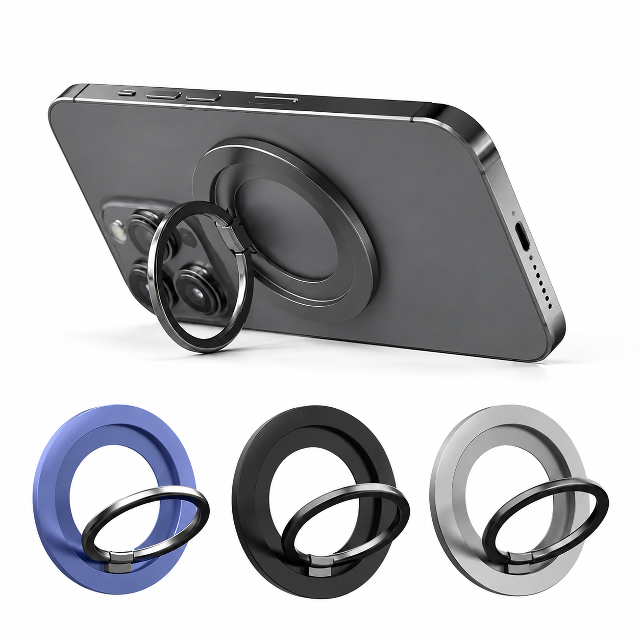Premium Magnetic Phone Ring Holder for MagSafe 360° Rotating Phone Grip Stand Detachable Foldable Magnetic Finger Holder Kickstand Compatible with iPhone