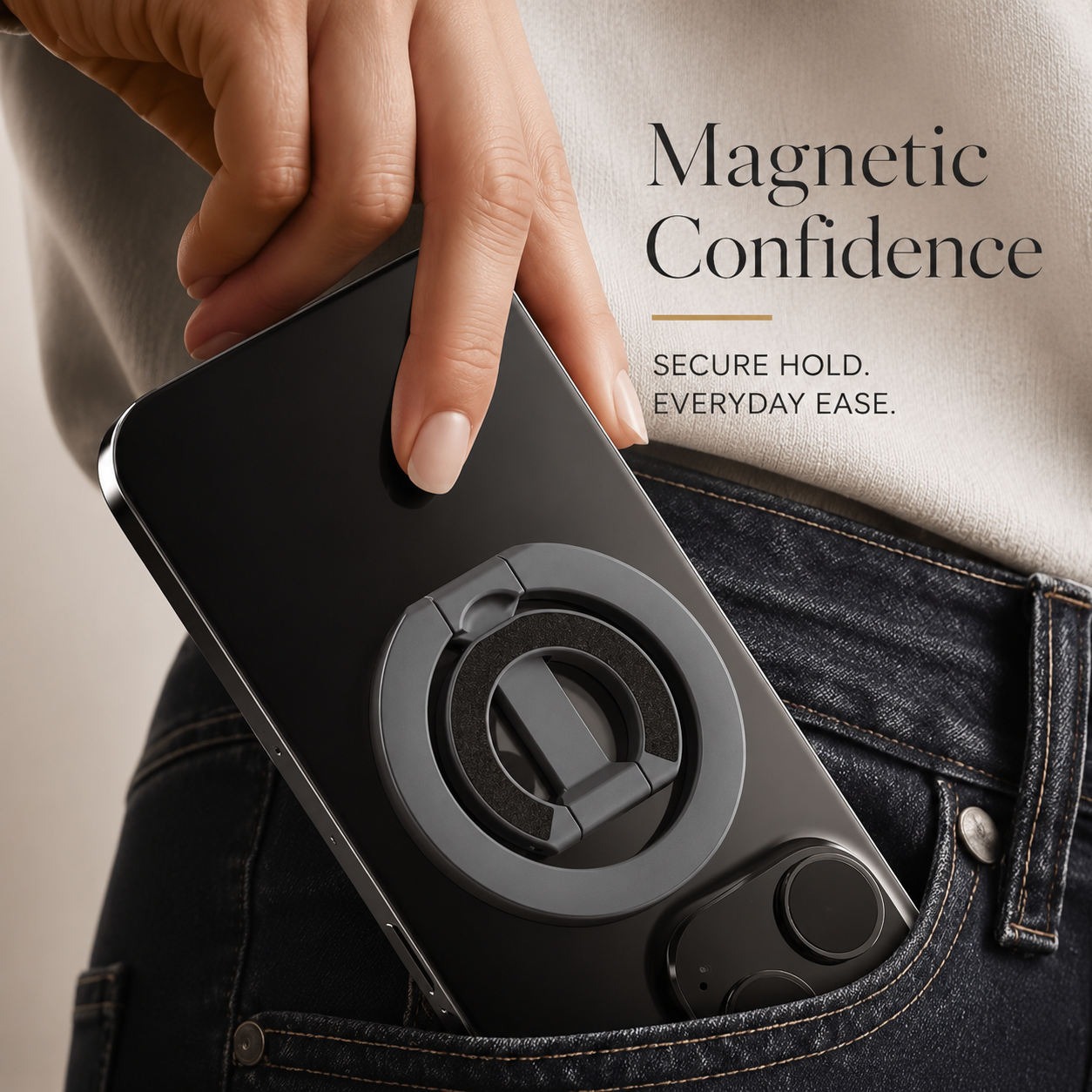 Premium Magnetic Ring Holder MagSafe Phone Grip Stand Double Sided Magnetic Finger Ring Holder Dual Magnet Kickstand Compatible with iPhone