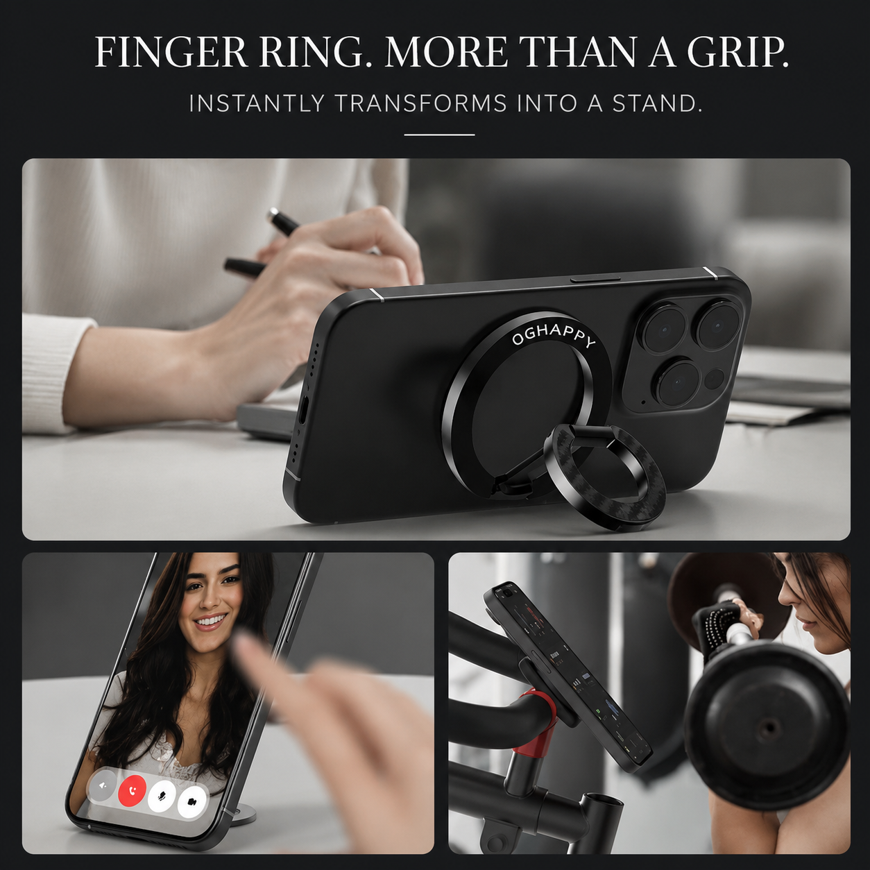 Premium Magnetic Ring Holder MagSafe Phone Grip Stand Double Sided Magnetic Finger Ring Holder Dual Magnet Kickstand Compatible with iPhone
