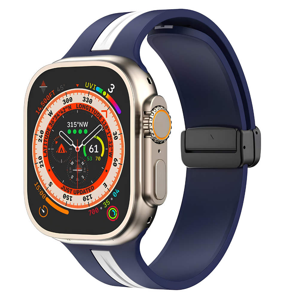 Premium Magnetic Silicone Smartwatch Strap Breathable Replacement Watch Band Snap Closure Sweat Resistant Adjustable Compatible with Apple Watch