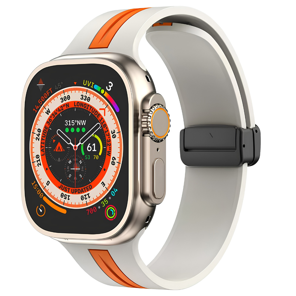 Premium Magnetic Silicone Smartwatch Strap Breathable Replacement Watch Band Snap Closure Sweat Resistant Adjustable Compatible with Apple Watch