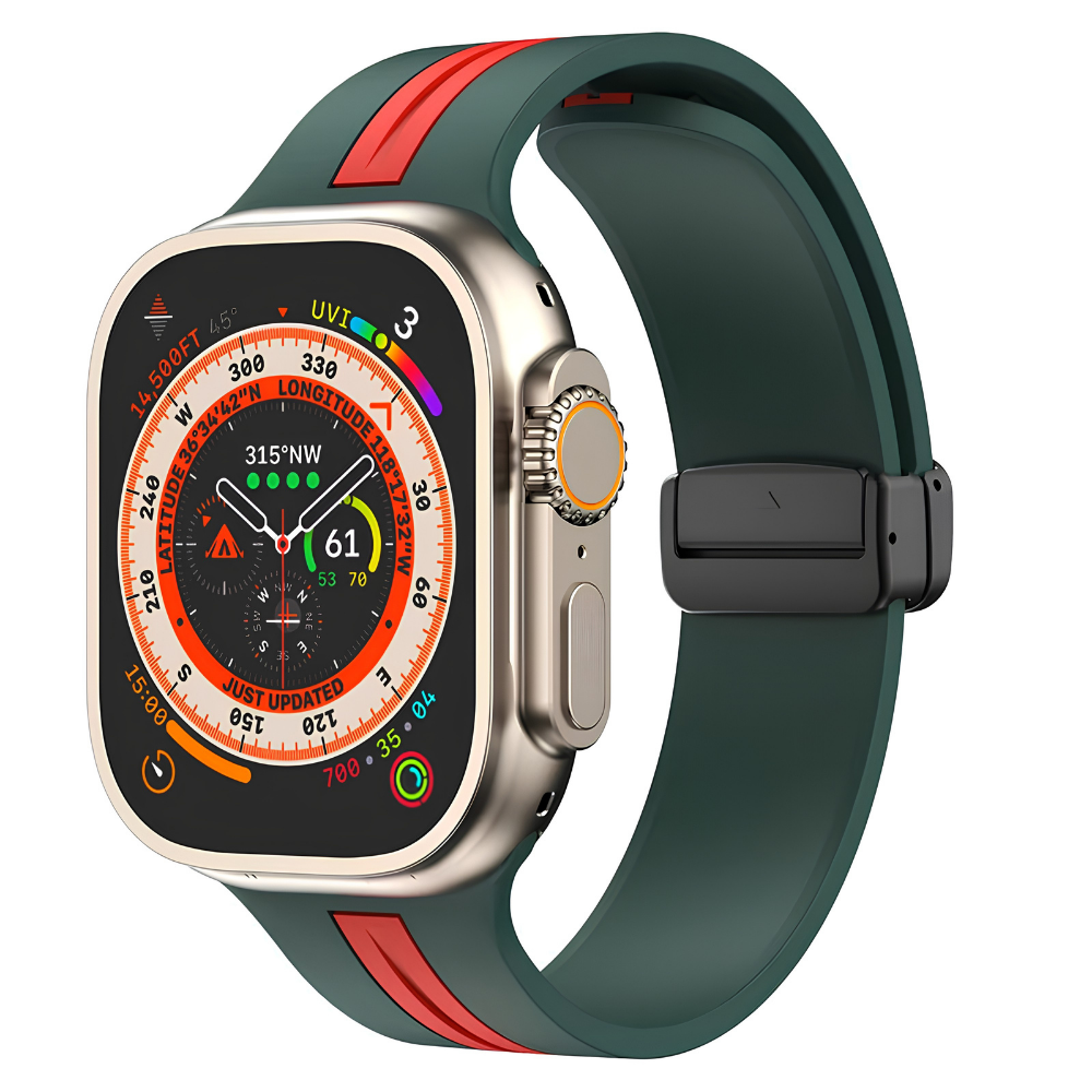 Premium Magnetic Silicone Smartwatch Strap Breathable Replacement Watch Band Snap Closure Sweat Resistant Adjustable Compatible with Apple Watch