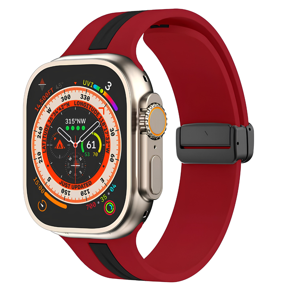 Premium Magnetic Silicone Smartwatch Strap Breathable Replacement Watch Band Snap Closure Sweat Resistant Adjustable Compatible with Apple Watch