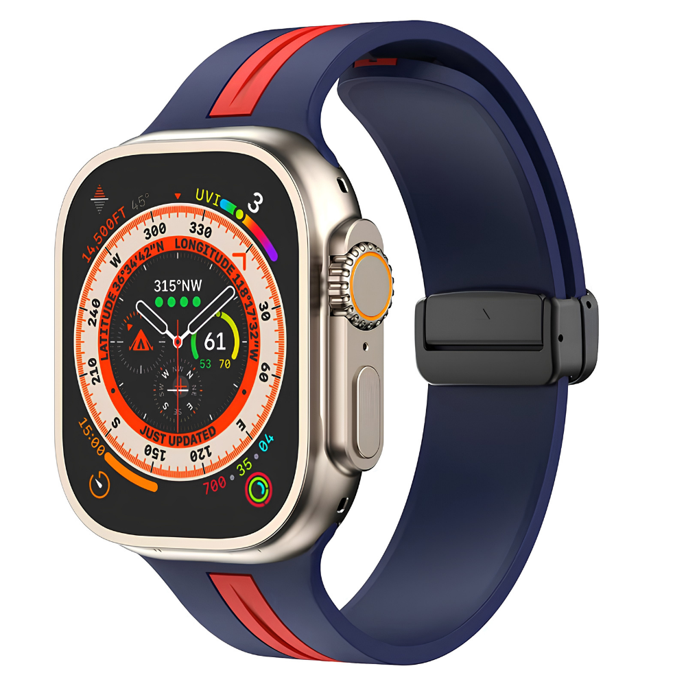 Premium Magnetic Silicone Smartwatch Strap Breathable Replacement Watch Band Snap Closure Sweat Resistant Adjustable Compatible with Apple Watch
