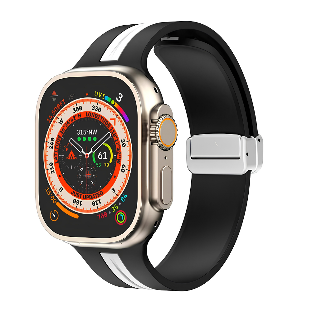 Premium Magnetic Silicone Smartwatch Strap Breathable Replacement Watch Band Snap Closure Sweat Resistant Adjustable Compatible with Apple Watch