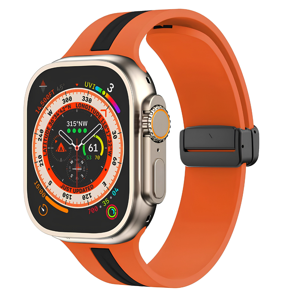 Premium Magnetic Silicone Smartwatch Strap Breathable Replacement Watch Band Snap Closure Sweat Resistant Adjustable Compatible with Apple Watch