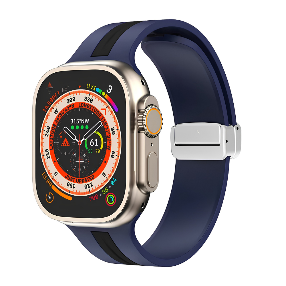 Premium Magnetic Silicone Smartwatch Strap Breathable Replacement Watch Band Snap Closure Sweat Resistant Adjustable Compatible with Apple Watch
