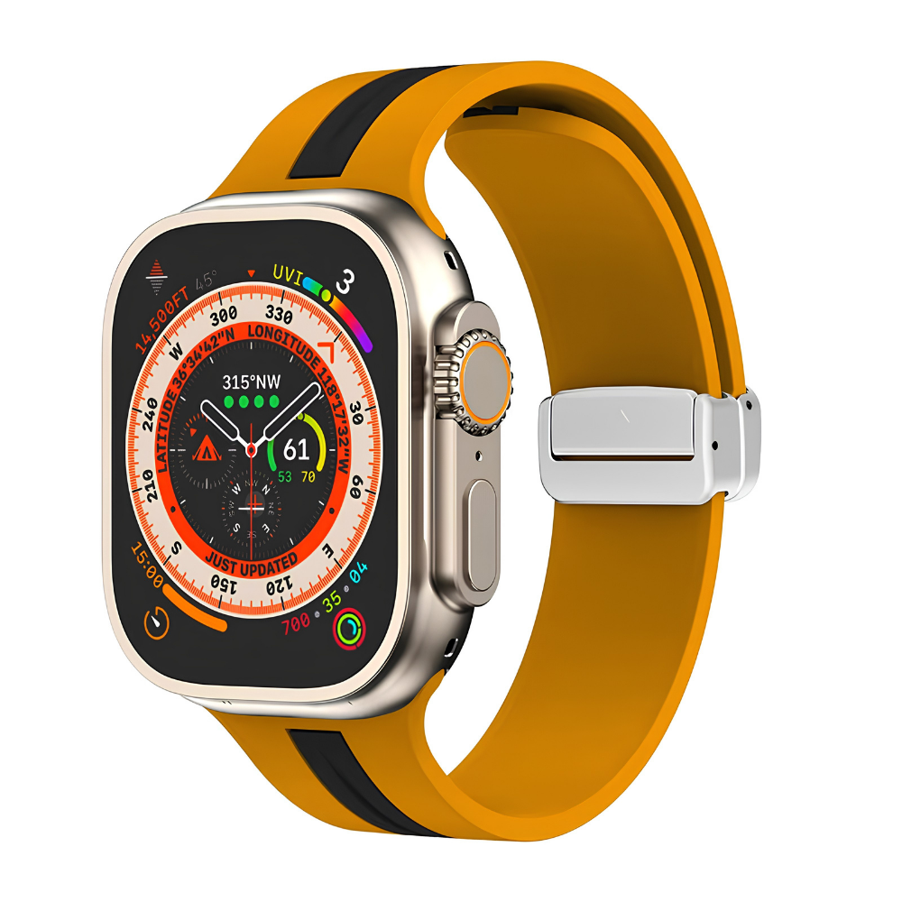 Premium Magnetic Silicone Smartwatch Strap Breathable Replacement Watch Band Snap Closure Sweat Resistant Adjustable Compatible with Apple Watch