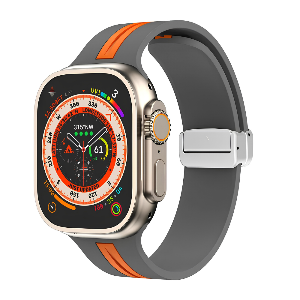 Premium Magnetic Silicone Smartwatch Strap Breathable Replacement Watch Band Snap Closure Sweat Resistant Adjustable Compatible with Apple Watch