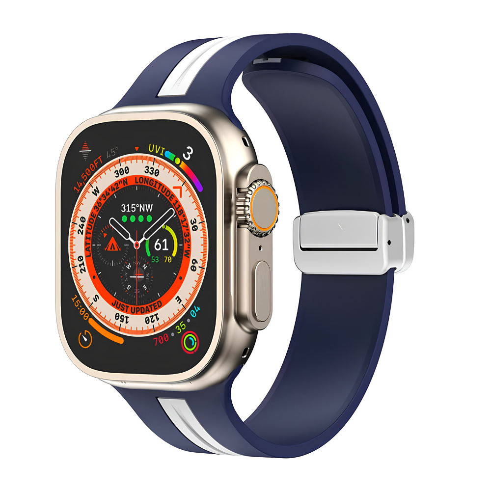 Premium Magnetic Silicone Smartwatch Strap Breathable Replacement Watch Band Snap Closure Sweat Resistant Adjustable Compatible with Apple Watch
