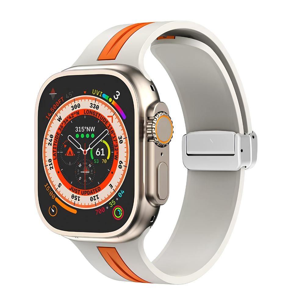 Premium Magnetic Silicone Smartwatch Strap Breathable Replacement Watch Band Snap Closure Sweat Resistant Adjustable Compatible with Apple Watch