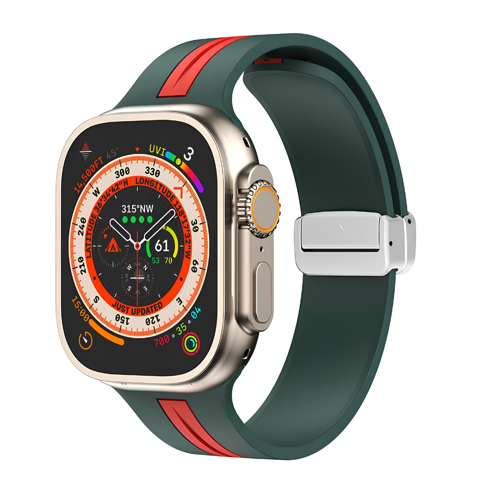 Premium Magnetic Silicone Smartwatch Strap Breathable Replacement Watch Band Snap Closure Sweat Resistant Adjustable Compatible with Apple Watch