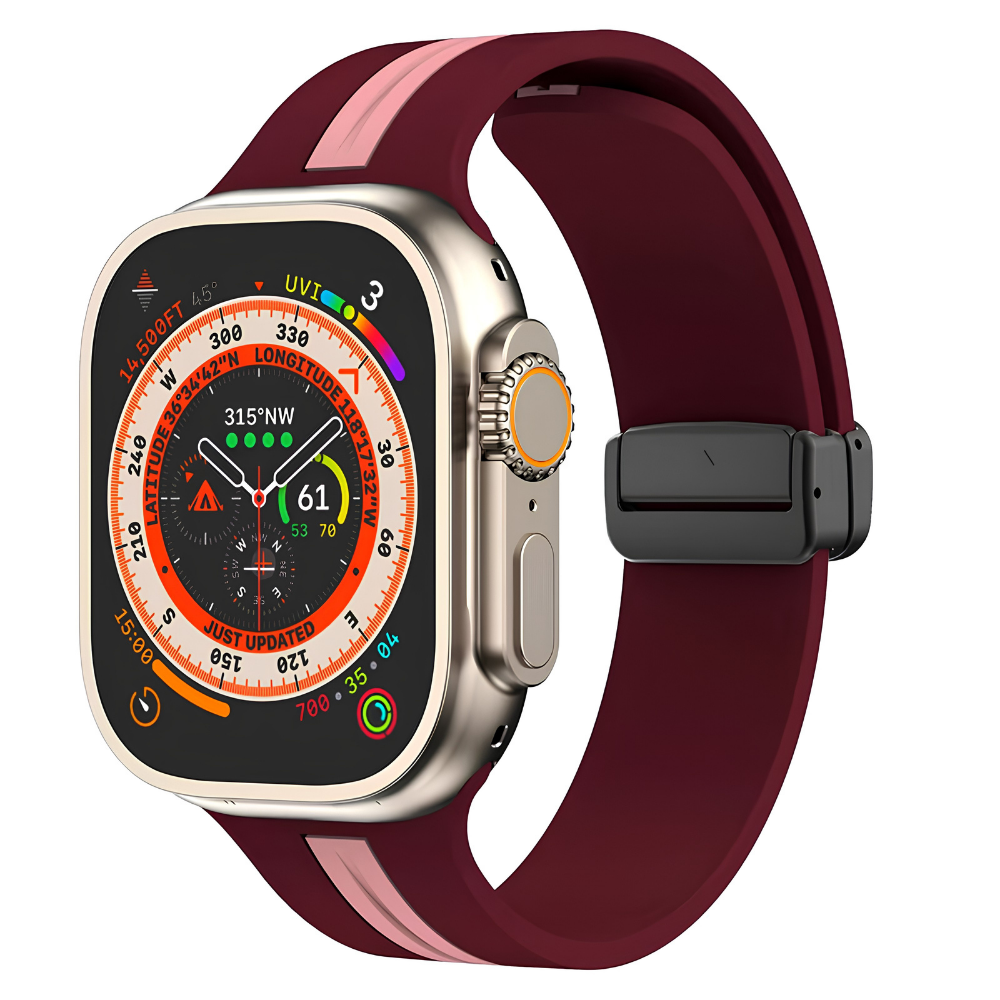 Premium Magnetic Silicone Smartwatch Strap Breathable Replacement Watch Band Snap Closure Sweat Resistant Adjustable Compatible with Apple Watch