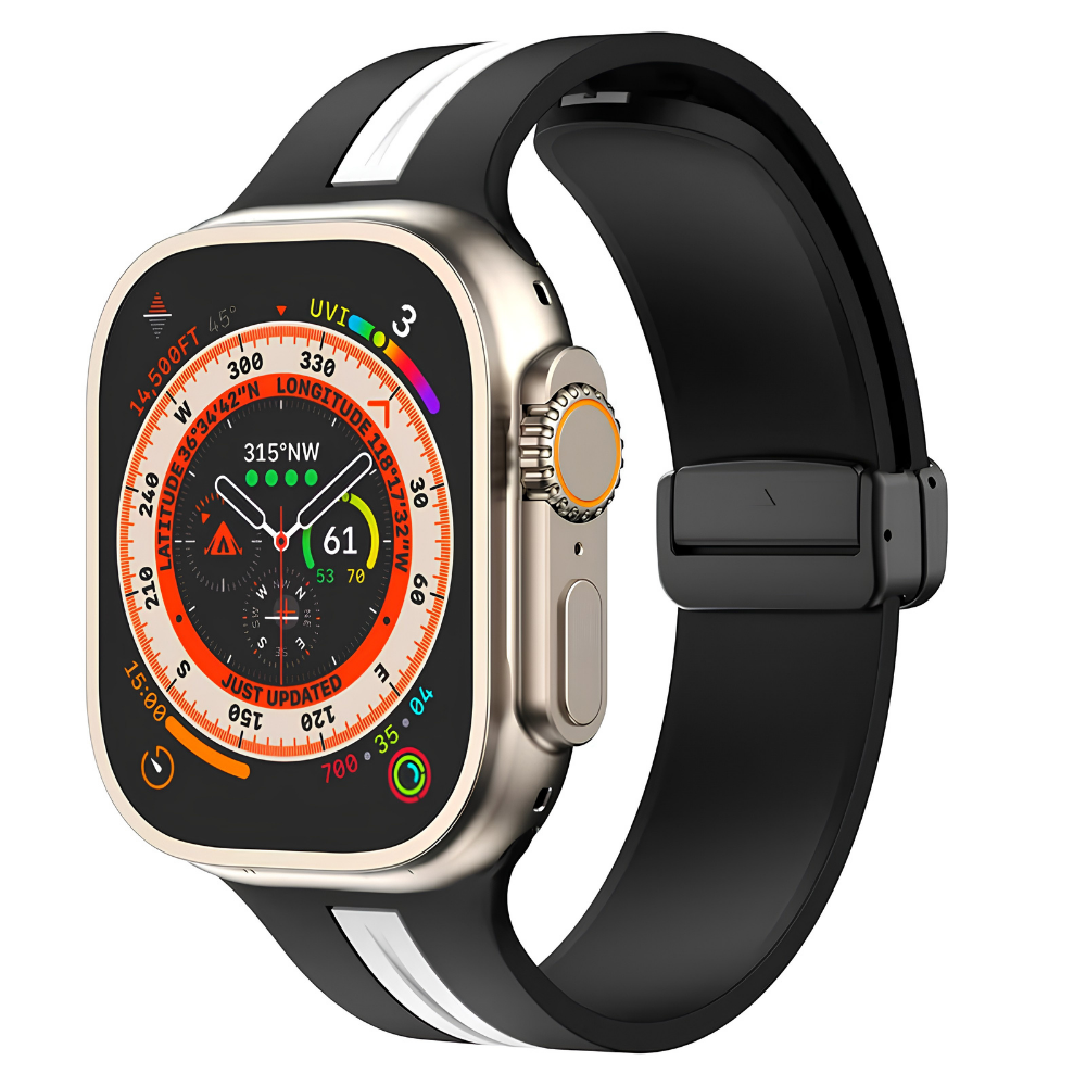 Premium Magnetic Silicone Smartwatch Strap Breathable Replacement Watch Band Snap Closure Sweat Resistant Adjustable Compatible with Apple Watch