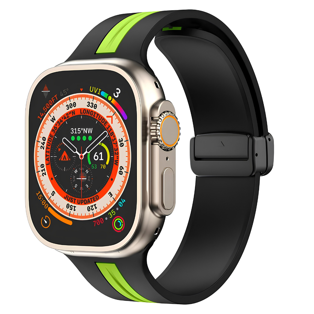 Premium Magnetic Silicone Smartwatch Strap Breathable Replacement Watch Band Snap Closure Sweat Resistant Adjustable Compatible with Apple Watch
