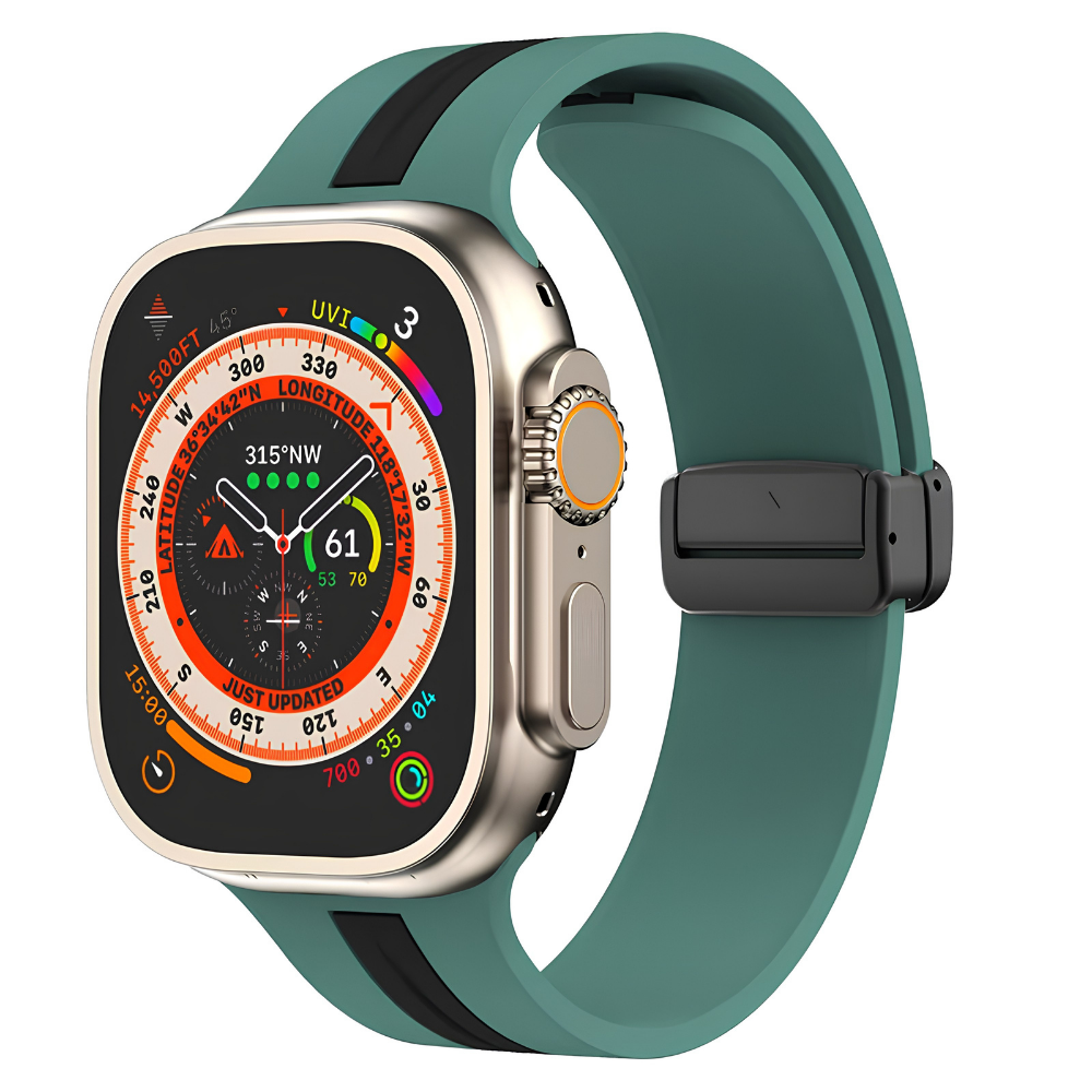 Premium Magnetic Silicone Smartwatch Strap Breathable Replacement Watch Band Snap Closure Sweat Resistant Adjustable Compatible with Apple Watch