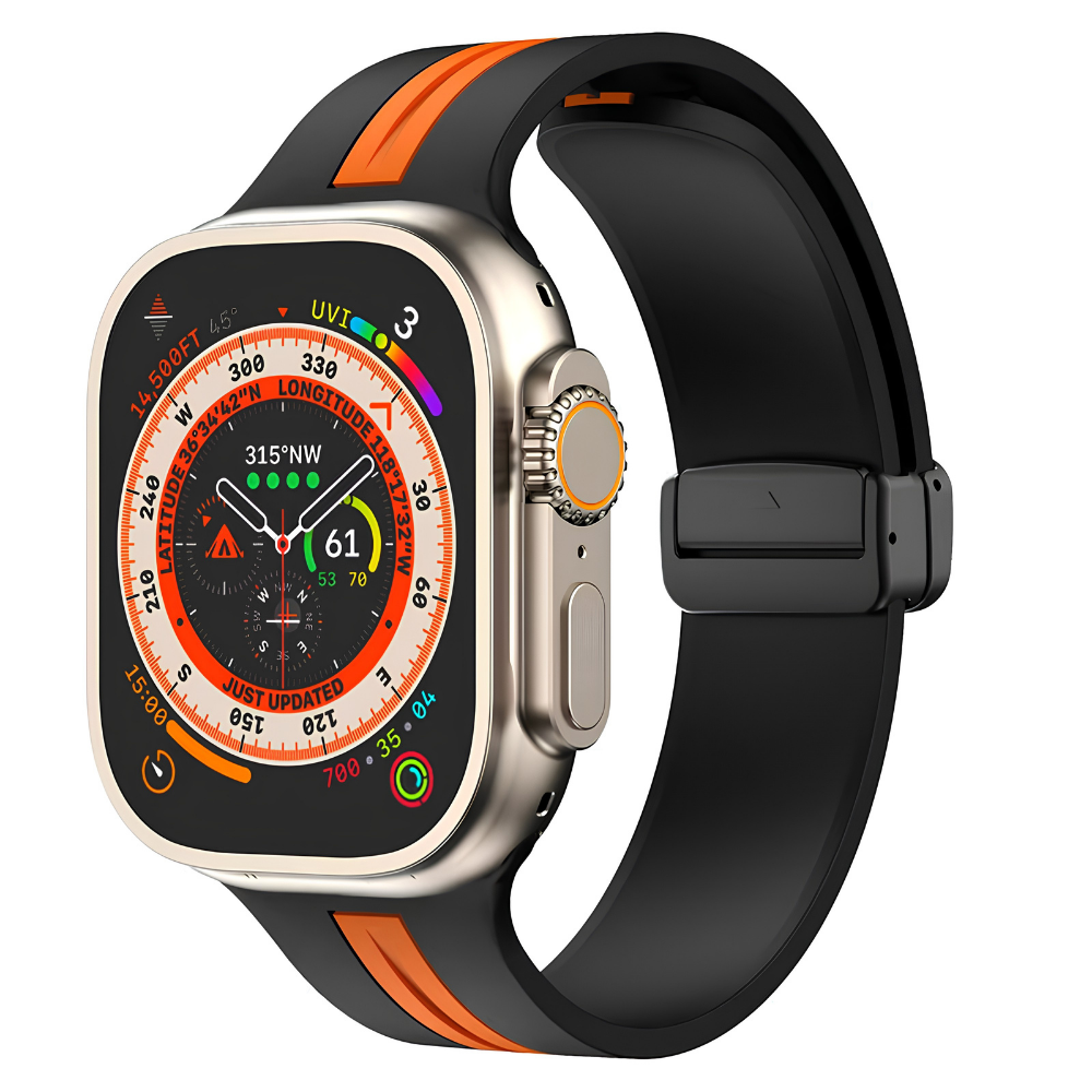 Premium Magnetic Silicone Smartwatch Strap Breathable Replacement Watch Band Snap Closure Sweat Resistant Adjustable Compatible with Apple Watch