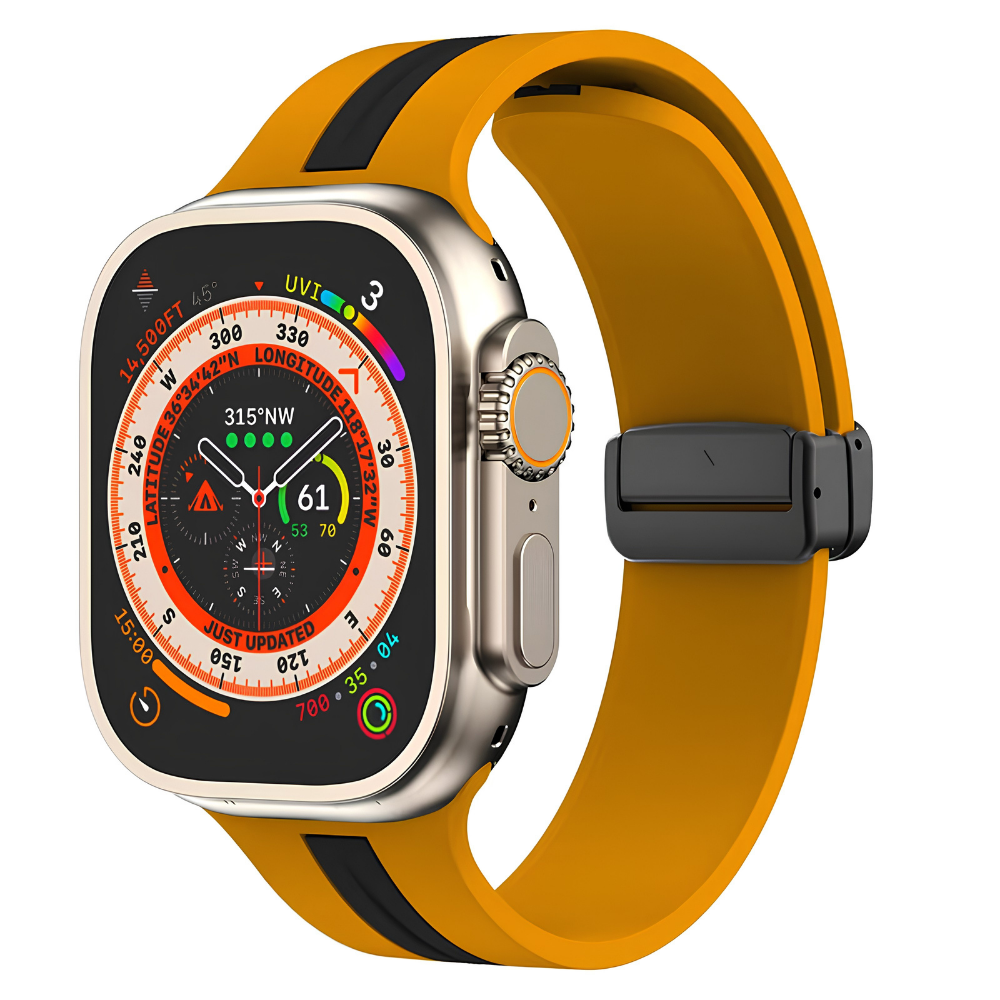 Premium Magnetic Silicone Smartwatch Strap Breathable Replacement Watch Band Snap Closure Sweat Resistant Adjustable Compatible with Apple Watch