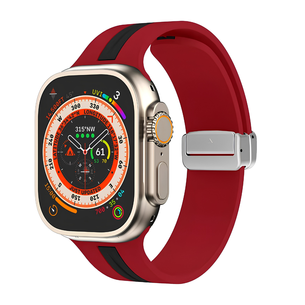 Premium Magnetic Silicone Smartwatch Strap Breathable Replacement Watch Band Snap Closure Sweat Resistant Adjustable Compatible with Apple Watch