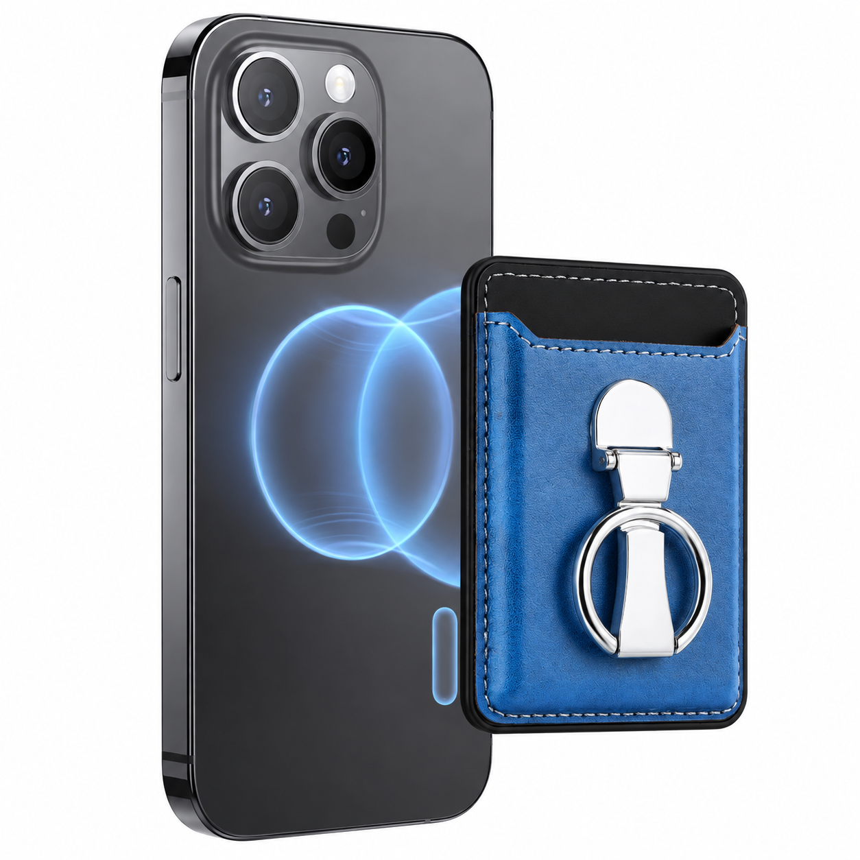 Premium Magnetic Wallet Case for MagSafe Card Holder Magnetic Wallet Multiple Card Slots Foldable Ring Holder Kickstand Strong Magnetic Attachment Compatible with iPhone