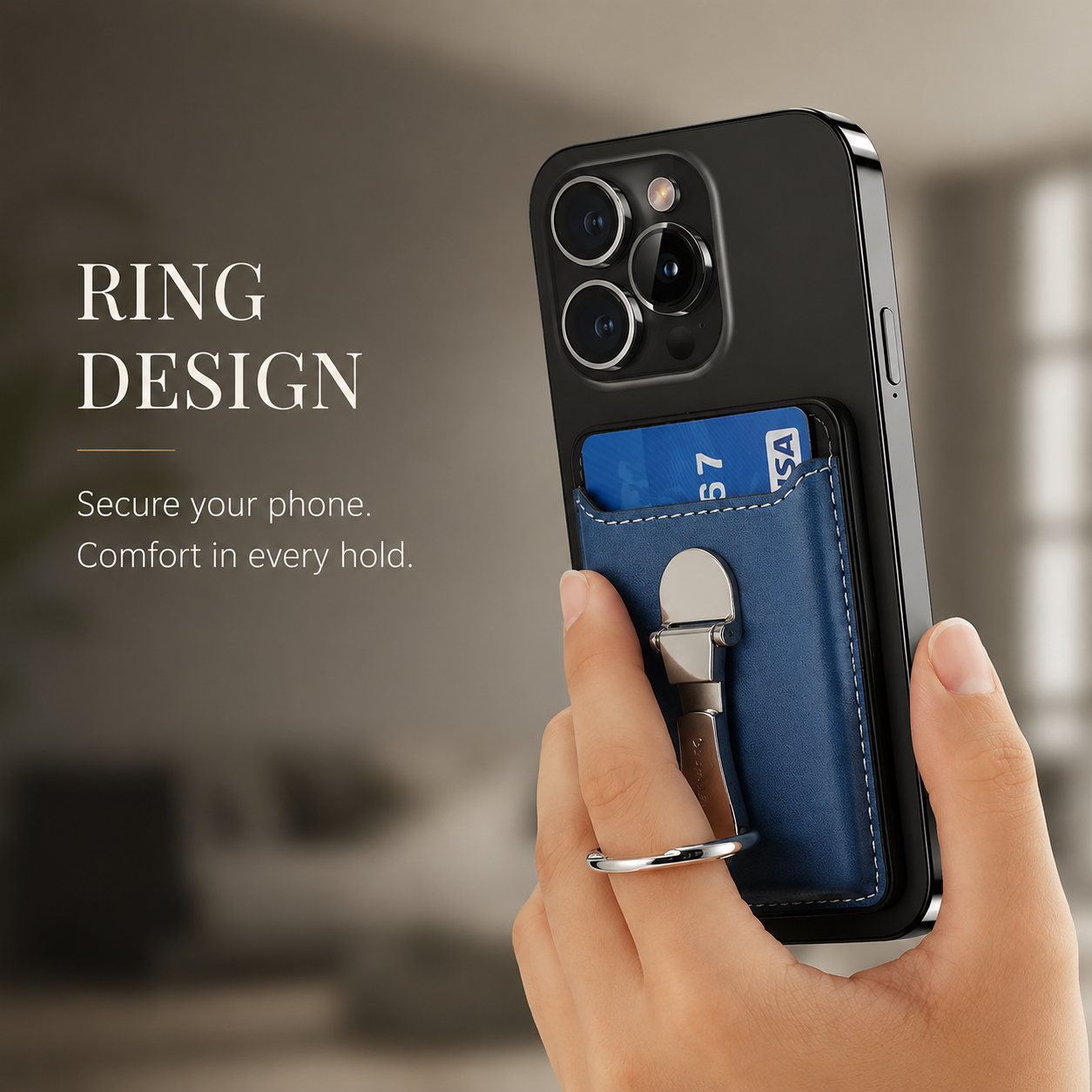 Premium Magnetic Wallet Case for MagSafe Card Holder Magnetic Wallet Multiple Card Slots Foldable Ring Holder Kickstand Strong Magnetic Attachment Compatible with iPhone