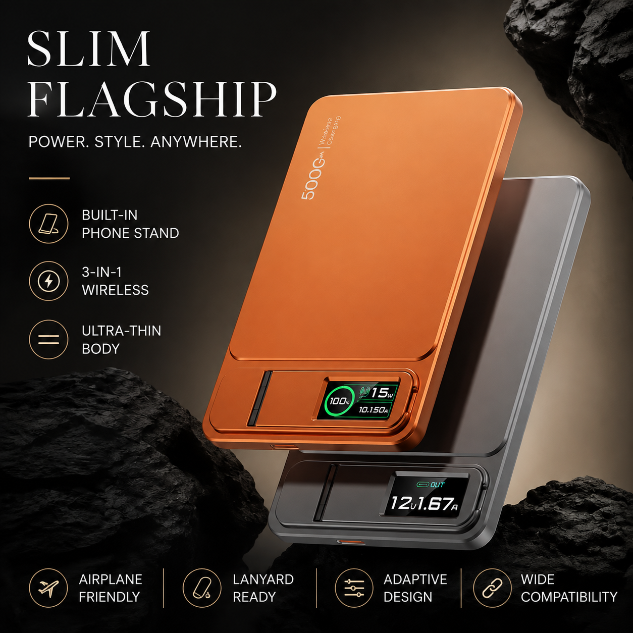 Premium Magnetic Wireless Power Bank 10000mAh Fast Charging Portable Charger 20W USB Type C Magnetic Battery Pack Digital Display Phone Stand Compatible with iPhone