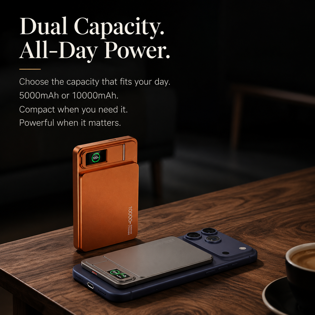 Premium Magnetic Wireless Power Bank 10000mAh Fast Charging Portable Charger 20W USB Type C Magnetic Battery Pack Digital Display Phone Stand Compatible with iPhone