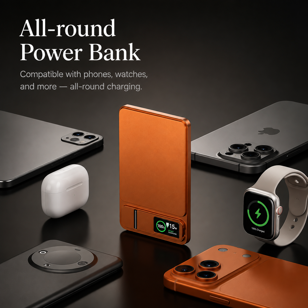 Premium Magnetic Wireless Power Bank 10000mAh Fast Charging Portable Charger 20W USB Type C Magnetic Battery Pack Digital Display Phone Stand Compatible with iPhone
