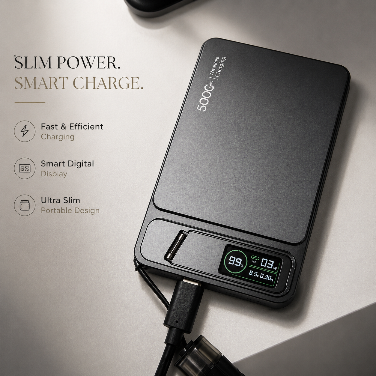 Premium Magnetic Wireless Power Bank 10000mAh Fast Charging Portable Charger 20W USB Type C Magnetic Battery Pack Digital Display Phone Stand Compatible with iPhone