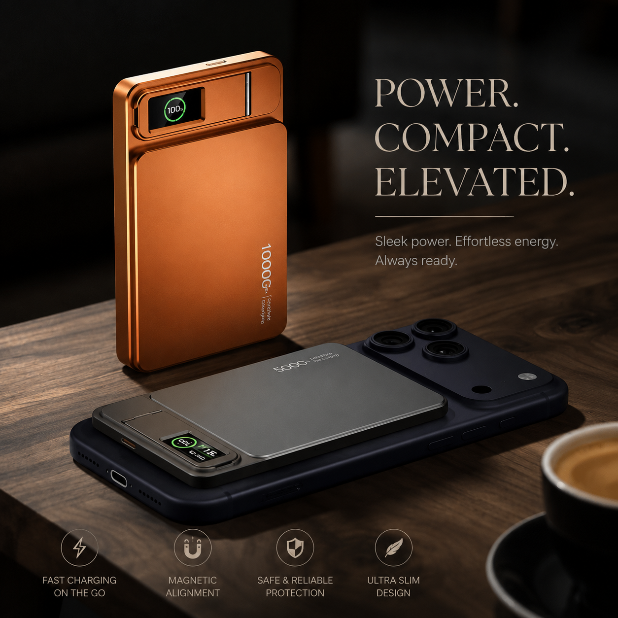 Premium Magnetic Wireless Power Bank Fast Charging Portable Battery Digital Display Metal Shell USB C Wireless Charger Two Way Charging Compatible with iPhone