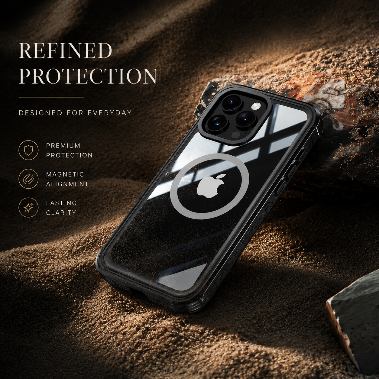 Premium Magnetic iPhone Case Full Body Tempered Glass MagSafe Compatible Shockproof Cover 360 Protection Wireless Charging Slim Protective Design