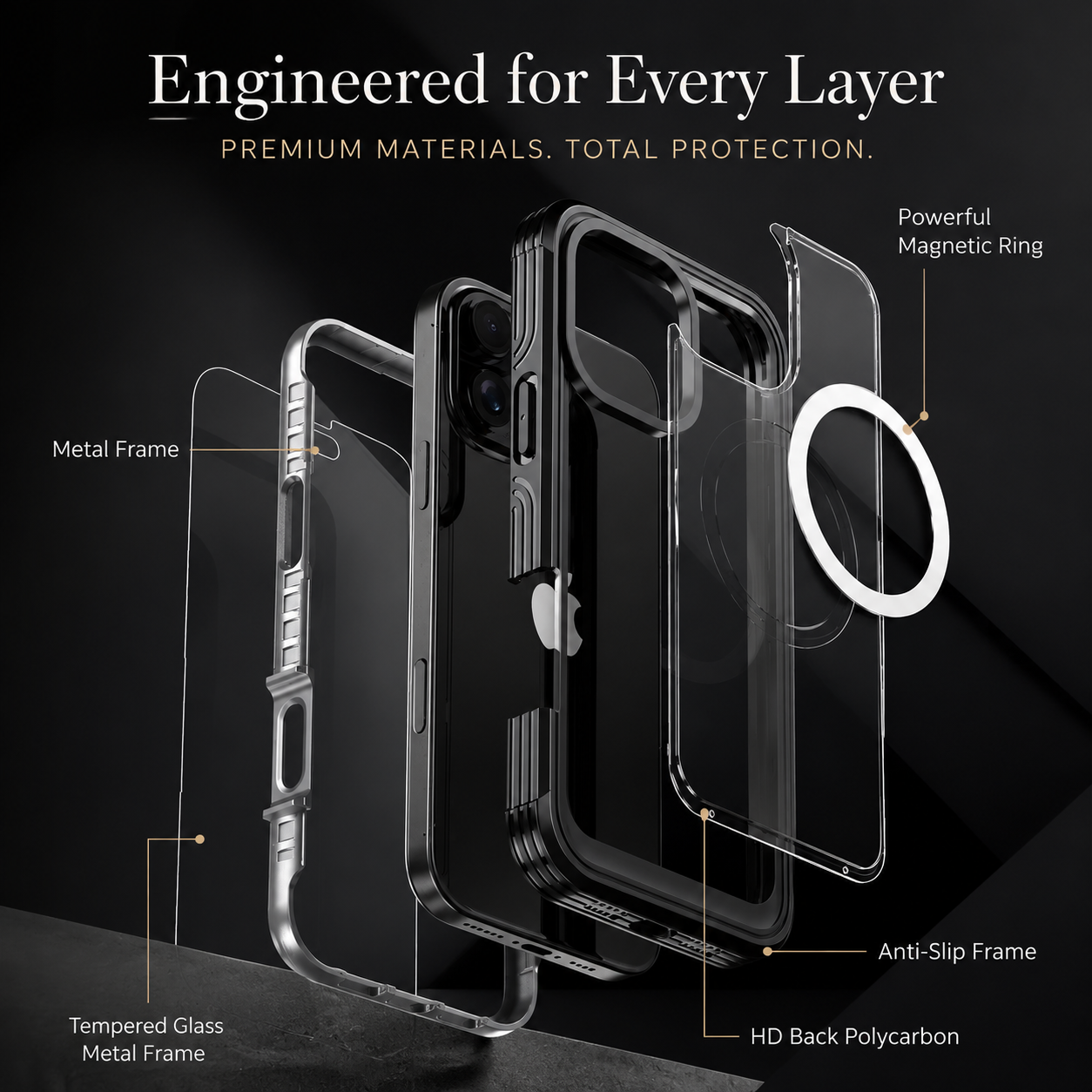 Premium Magnetic iPhone Case Full Body Tempered Glass MagSafe Compatible Shockproof Cover 360 Protection Wireless Charging Slim Protective Design