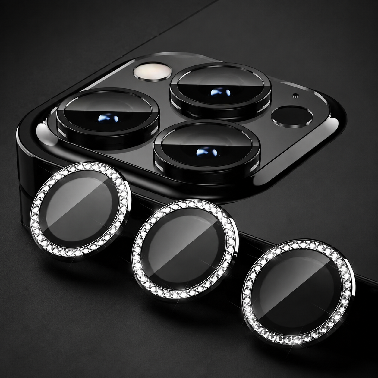 Premium Metal Camera Lens Protector Tempered Glass Camera Lens Cover Scratch Resistant Shockproof Anti-Dust Protective Ring Compatible with iPhone
