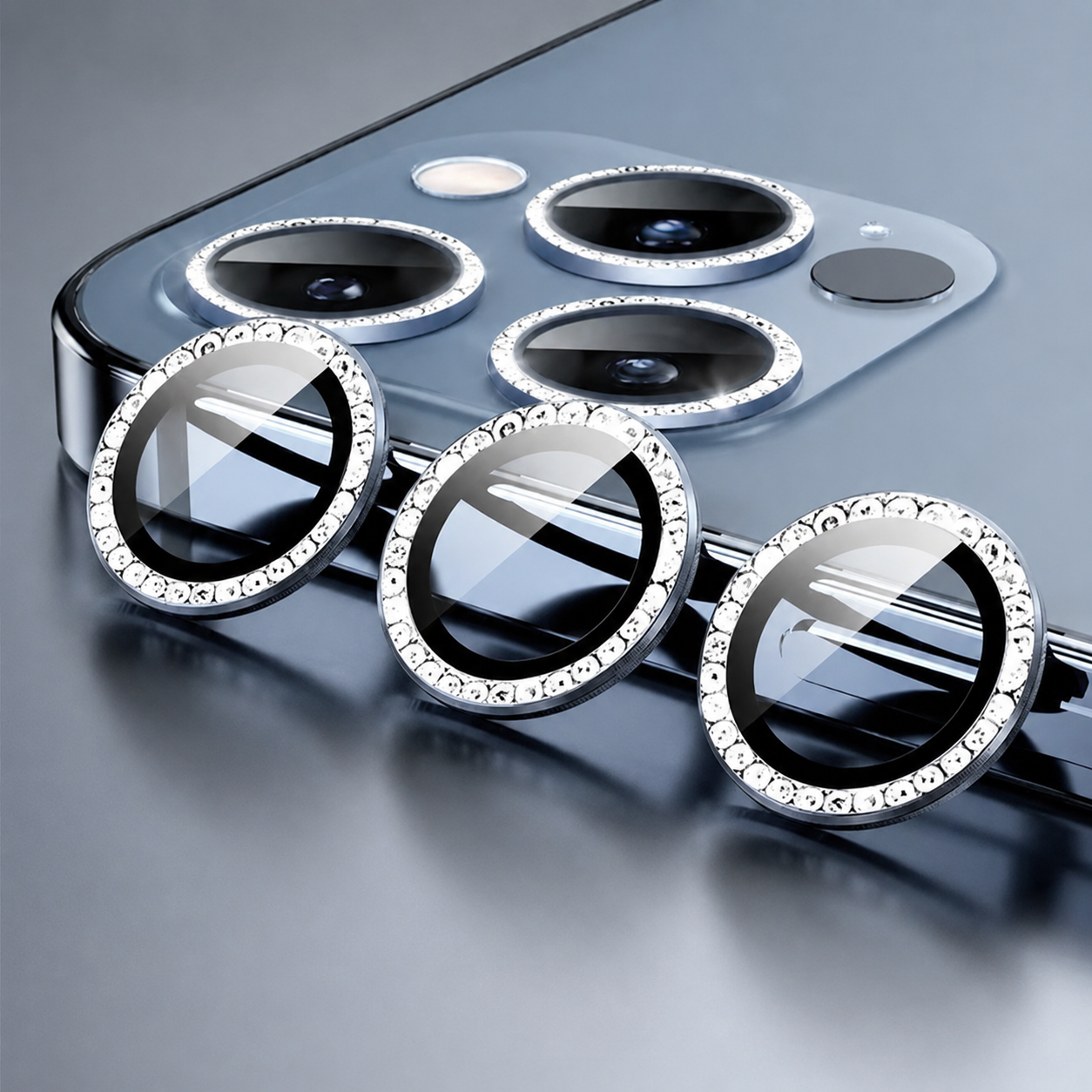 Premium Metal Camera Lens Protector Tempered Glass Camera Lens Cover Scratch Resistant Shockproof Anti-Dust Protective Ring Compatible with iPhone